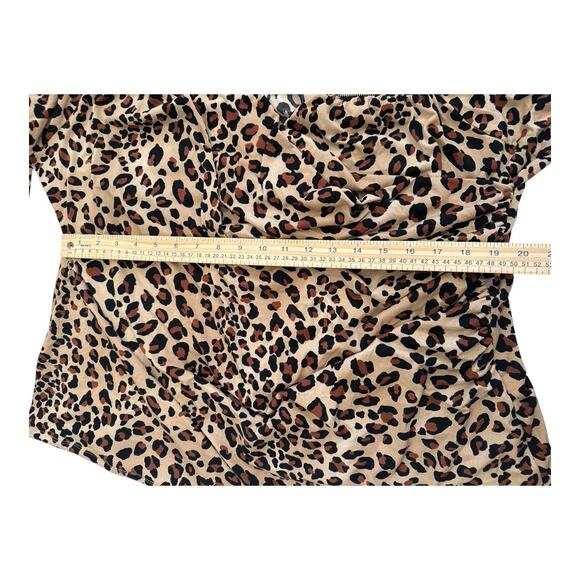 Lane Bryant Top Womens Plus 22/24 Animal Print Cowl Draped Neck Rouched Blouse - Picture 8 of 11